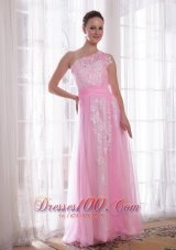 Sheath One Shoulder Applique Beaded Prom Evening Dress