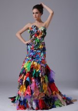 Multi-color All Fabrics Corset Back Mermaid Prom Celebrity Gown