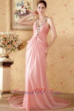 Sweet Halter Watermelon V-neck Prom Graduation Dress