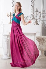 Unique Fuchsia and Blue Straps Prom Dress Ruching 2013