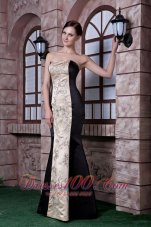Embroidery Black and Champagne Evening Dress Mermaid
