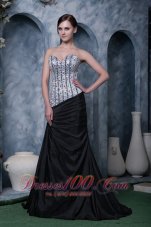 Sweetheart Beaded Evening Dress Black and White 2013