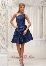 Navy Blue Homecoming Dress For 2013 One Shoulder