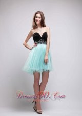 Black and Apple Green Mini-Length Prom Party Dress