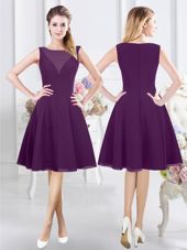 Purple Bateau Neckline Ruching Quinceanera Court Dresses Sleeveless Zipper