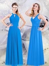 Halter Top Sleeveless Zipper Floor Length Ruching Quinceanera Court Dresses