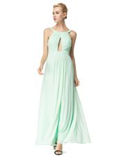Romantic Scoop Chiffon Sleeveless Floor Length Prom Dresses and Ruching
