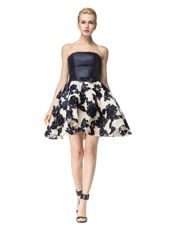 Fine Black Lace Up Strapless Embroidery Party Dress Wholesale Satin Sleeveless