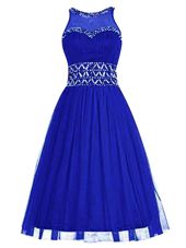 High End Scoop Sleeveless Zipper Knee Length Beading Homecoming Dress