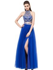 Sleeveless Criss Cross Floor Length Beading