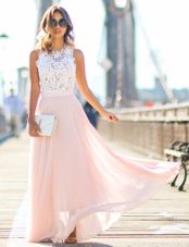 Scalloped Sleeveless Lace Zipper Prom Gown