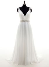 Custom Made V-neck Sleeveless Court Train Clasp Handle Wedding Dresses Lilac Tulle