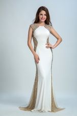 White Sleeveless Chiffon and Tulle Backless Going Out Dresses for Prom and Party