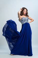 Beading Going Out Dresses Royal Blue Zipper Sleeveless With Brush Train