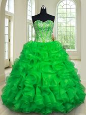 Sleeveless Beading and Ruffles Lace Up 15 Quinceanera Dress