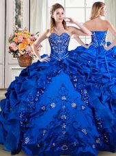 Royal Blue Sleeveless Beading and Embroidery and Pick Ups Floor Length Quinceanera Dresses