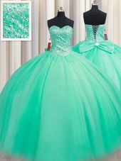 Elegant Floor Length Turquoise Quinceanera Gowns Sweetheart Sleeveless Lace Up