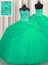 Big Puffy Tulle Sleeveless Floor Length Sweet 16 Quinceanera Dress and Beading
