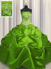 Best Selling Sleeveless Floor Length Beading and Appliques and Embroidery Lace Up Quinceanera Dress