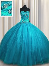 Tulle Sleeveless Quinceanera Dress Sweep Train and Beading