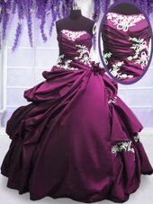 Pick Ups Floor Length Ball Gowns Sleeveless Purple Quinceanera Gown Lace Up