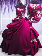 Fuchsia Sleeveless Embroidery and Pick Ups Floor Length Sweet 16 Dress