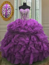 Sleeveless Lace Up Floor Length Beading and Ruffles Sweet 16 Dresses