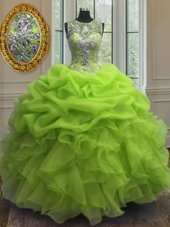 On Sale Zipper Sweet 16 Quinceanera Dress Beading and Ruffles and Pick Ups Sleeveless Floor Length