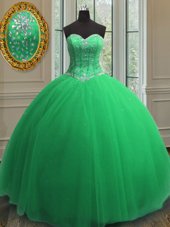 Sleeveless Floor Length Beading and Sequins Lace Up Vestidos de Quinceanera with