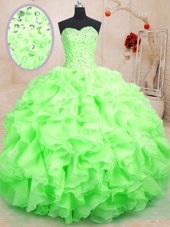 Floor Length Ball Gowns Sleeveless Quinceanera Dresses Lace Up