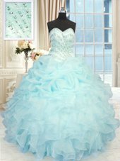 Beautiful Sleeveless Lace Up Floor Length Beading and Pick Ups Sweet 16 Dresses
