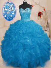 Glittering Purple Vestidos de Quinceanera Military Ball and Sweet 16 and Quinceanera and For with Beading Sweetheart Sleeveless Lace Up