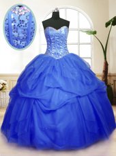 Flare Sleeveless Sequins and Pick Ups Lace Up 15th Birthday Dress