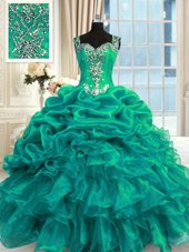 Best Selling Sleeveless Lace Up Floor Length Beading and Ruffles Quinceanera Dresses