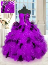 Multi-color Lace Up Sweet 16 Dress Beading and Ruffles Sleeveless Floor Length