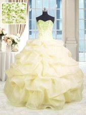Inexpensive Organza Sleeveless Floor Length Sweet 16 Quinceanera Dress and Beading and Ruffles