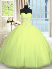 Sweetheart Sleeveless Tulle 15 Quinceanera Dress Appliques Lace Up