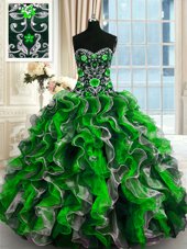 Top Selling Multi-color Sweetheart Lace Up Beading and Ruffles Quinceanera Gown Sleeveless