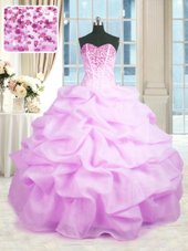 Exceptional Lilac 15 Quinceanera Dress Military Ball and Sweet 16 and Quinceanera and For with Beading and Ruffles Sweetheart Sleeveless Lace Up