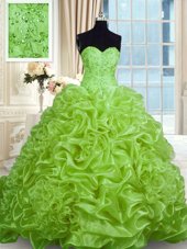 Modern Sleeveless Sweep Train Beading and Pick Ups With Train Quinceanera Gown