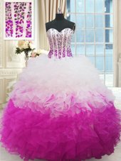 Beautiful Multi-color Sleeveless Beading and Ruffles Floor Length Quinceanera Gowns