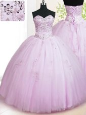 Attractive Tulle Sleeveless Floor Length Quinceanera Dress and Beading and Appliques