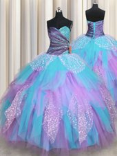 Floor Length Multi-color Quinceanera Dresses Sweetheart Sleeveless Lace Up