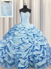 Brush Train Sleeveless Sweep Train Lace Up Beading and Pick Ups Quinceanera Dresses