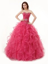 Decent Sleeveless Beading and Ruffles Lace Up Quinceanera Dresses