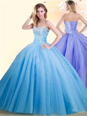 Sweetheart Sleeveless Lace Up Quinceanera Dresses Baby Blue Tulle