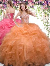 Glamorous Organza Sleeveless Floor Length Quinceanera Dresses and Beading and Ruffles