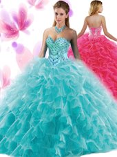 Ruffled Floor Length Ball Gowns Sleeveless Multi-color Quinceanera Dresses Lace Up