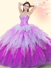 Sweetheart Sleeveless Lace Up Sweet 16 Dresses Multi-color Tulle