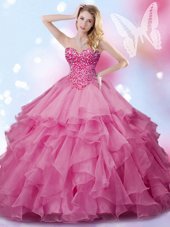 Clearance Organza Sleeveless Floor Length Quinceanera Gowns and Beading
